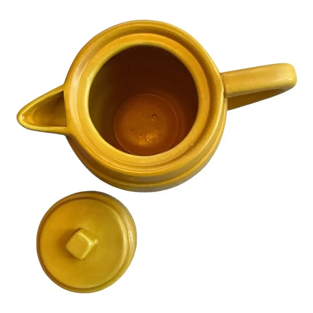 MSRF Design Strikis Mustard Yellow Ceramic Teapot w Lid Modern 6
